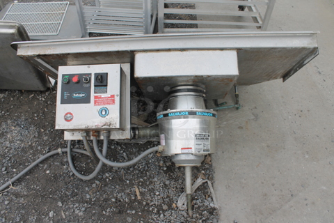 Stainless Steel Commercial Left Side Dirty Side Dishwasher Table w/ Salvajor Garbage Disposal and Control Box. Bay 20x20