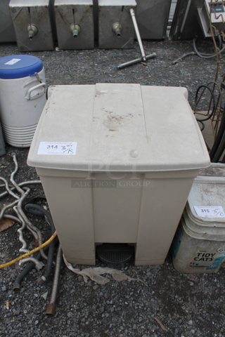 Tan Poly Trash Can.