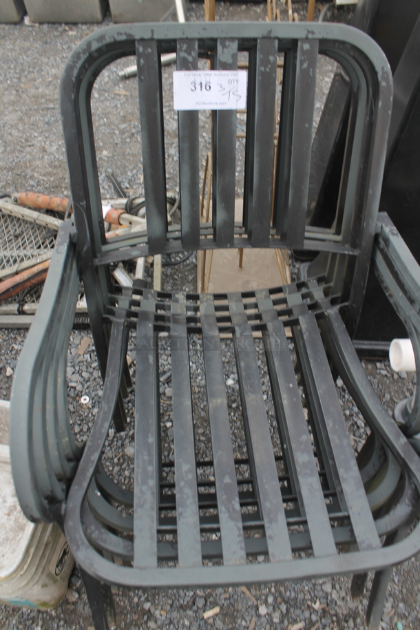 4 Black Metal Outdoor Patio Chairs w/ Arm Rests. 4 Times Your Bid! - Image 3 of 3