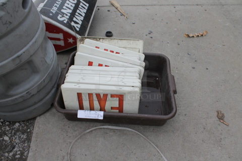 ALL ONE MONEY! Lot of Exit Signs in Bus Bin