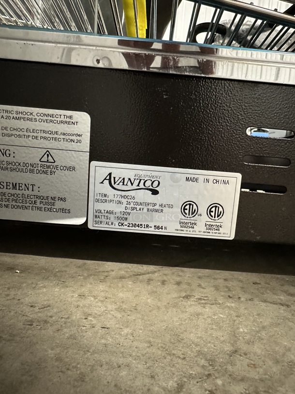 BRAND NEW SCRATCH AND DENT! 2023 Avantco 177HDC26 Metal Commercial Countertop 26" Heated Display Warmer Merchandiser. 120 Volts, 1 Phase.  - Image 5 of 5