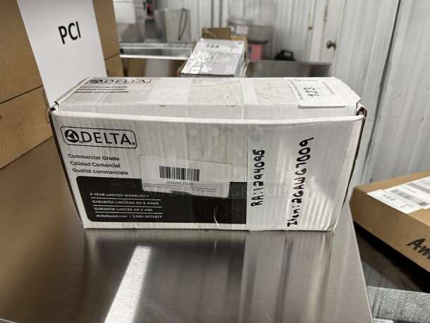 BRAND NEW SCRATCH AND DENT! Delta 26AW67009 Deck-Mounted Laboratory Faucet with Vandal-Resistant 6" Rigid / Swivel Gooseneck Spout and Dual 2 Arm Handles - Image 2 of 6