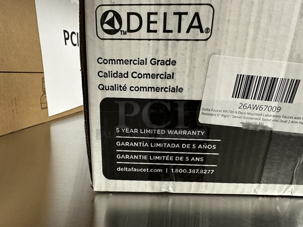 BRAND NEW SCRATCH AND DENT! Delta 26AW67009 Deck-Mounted Laboratory Faucet with Vandal-Resistant 6" Rigid / Swivel Gooseneck Spout and Dual 2 Arm Handles - Image 4 of 6