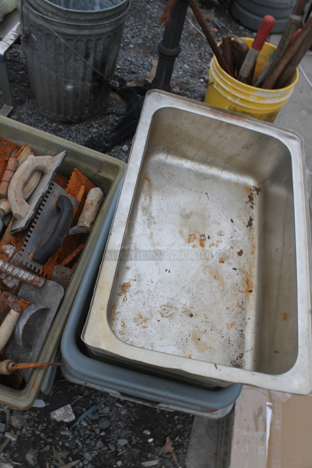 ALL ONE MONEY! Lot of Poly Bins, Metal Tools and Metal Bin - Image 3 of 4