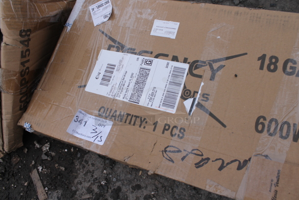 BRAND NEW SCRATCH AND DENT! Regency 600WS1236 18 Gauge Stainless Steel 12" x 36" Solid Wall Shelf - Image 4 of 4