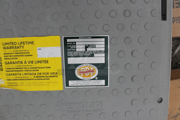 BRAND NEW SCRATCH AND DENT! Endura 3925A02LO Lo-Pro 50 lb. 25 GPM Low Profile Grease Trap with - Image 2 of 5