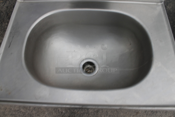 Eagle Stainless Steel Single Bay Wall Mount Sink w/ Faucet and Handles.  - Image 2 of 3