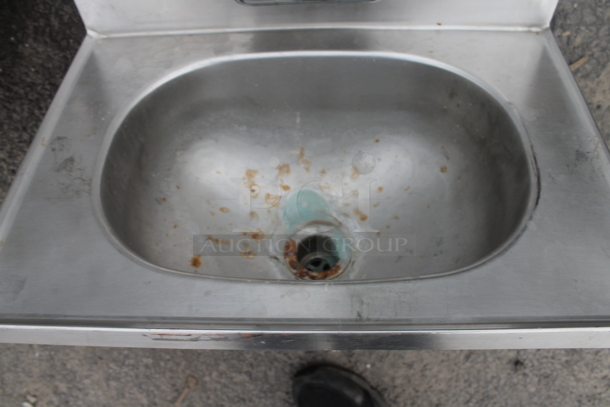Eagle Stainless Steel Single Bay Wall Mount Sink w/ Faucet and Handles.  - Image 2 of 4