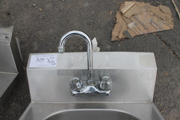 Eagle Stainless Steel Single Bay Wall Mount Sink w/ Faucet and Handles.  - Image 3 of 4