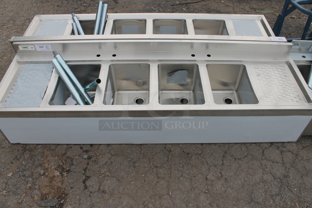 BRAND NEW SCRATCH AND DENT! Regency 600B42172213 Stainless Steel 4 Bowl Underbar Sink with Two Drainboards. Bays 10x14. Drain Boards 11x15 - Image 2 of 6