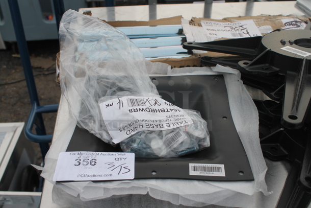 4 BRAND NEW SCRATCH AND DENT! Lancaster Table & Seating 164STB10SP Stamped Steel 10" Table Base Spider and Bag of 164TBHRDWR8 12 Piece Floor Glide and Screw Table Base Hardware Kit. 4 Times Your Bid! - Image 3 of 4