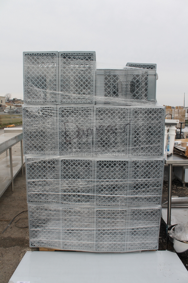 PALLET LOT of BRAND NEW SCRATCH AND DENT! Choice Gray Poly Milk Crates - Image 1 of 3