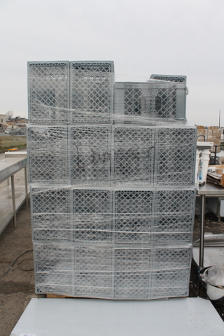 PALLET LOT of BRAND NEW SCRATCH AND DENT! Choice Gray Poly Milk Crates