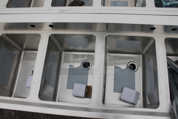 BRAND NEW SCRATCH AND DENT! Regency 600B41014213 Stainless Steel 4 Bowl Underbar Sink with Two Drainboards. Bays 10x14. Drain Boards 11.5x15 - Image 4 of 6
