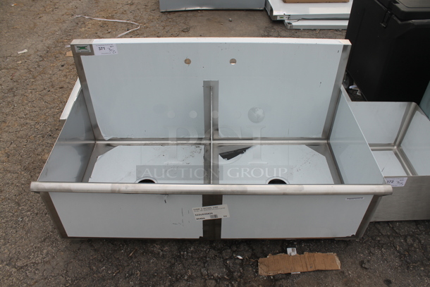BRAND NEW SCRATCH AND DENT! Regency 600S22424S Stainless Steel 48" 16-Gauge Stainless Steel Two Compartment Commercial Utility Sink - 24" x 24" x 13" Bowl. No Legs - Image 2 of 5