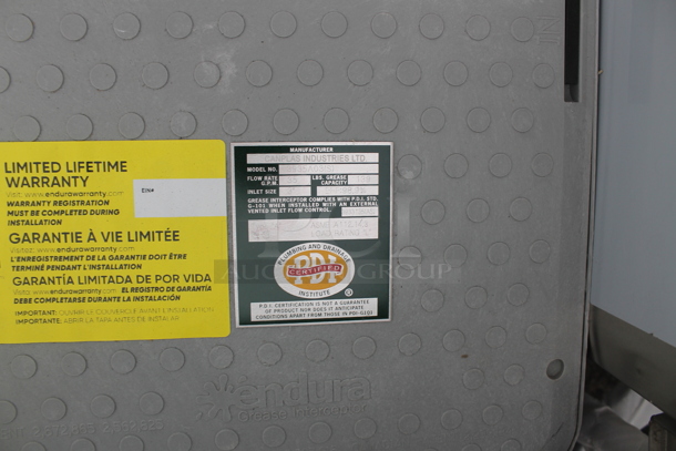 BRAND NEW SCRATCH AND DENT! Endura 3935A03 70 lb. 35 GPM Grease Trap with 3" Hub - Image 2 of 5