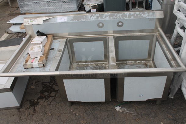 BRAND NEW SCRATCH AND DENT! Regency 600S2182418L Stainless Steel 2 Bay Sink w/ Left Side Drain Board. Bays 18x24. Drain Board 16.5x26 - Image 1 of 8