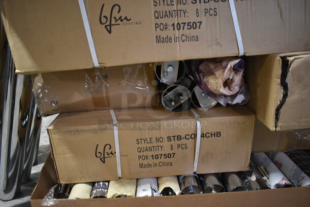 PALLET LOT of 75 BRAND NEW! BFM Seating STB-COL4CHBT Chrome Finish Table Columns. 75 Times Your Bid! - Image 3 of 12