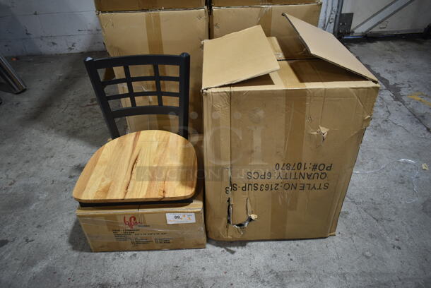 PALLET LOT of 12 Boxes of 6 BRAND NEW! BFM Seating 2163SUP-SB Black Metal Window Back Chairs w/ Natural Seat. No Legs. 12 Times Your Bid! - Image 9 of 12