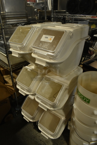 6 White Poly Ingredient Bin w/ Clear Lid. 6 Times Your Bid!