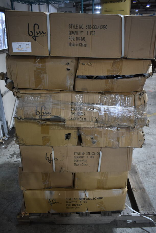 PALLET LOT of 14 Boxes of 8 BRAND NEW! BFM Seating STB-COL4CHBC Chrome Finish Table Base Columns. 14 Times Your Bid! - Image 5 of 9