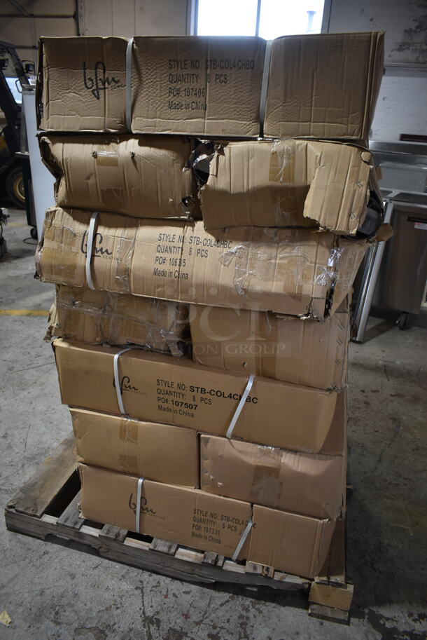 PALLET LOT of 14 Boxes of 8 BRAND NEW! BFM Seating STB-COL4CHBC Chrome Finish Table Base Columns. 14 Times Your Bid! - Image 9 of 9