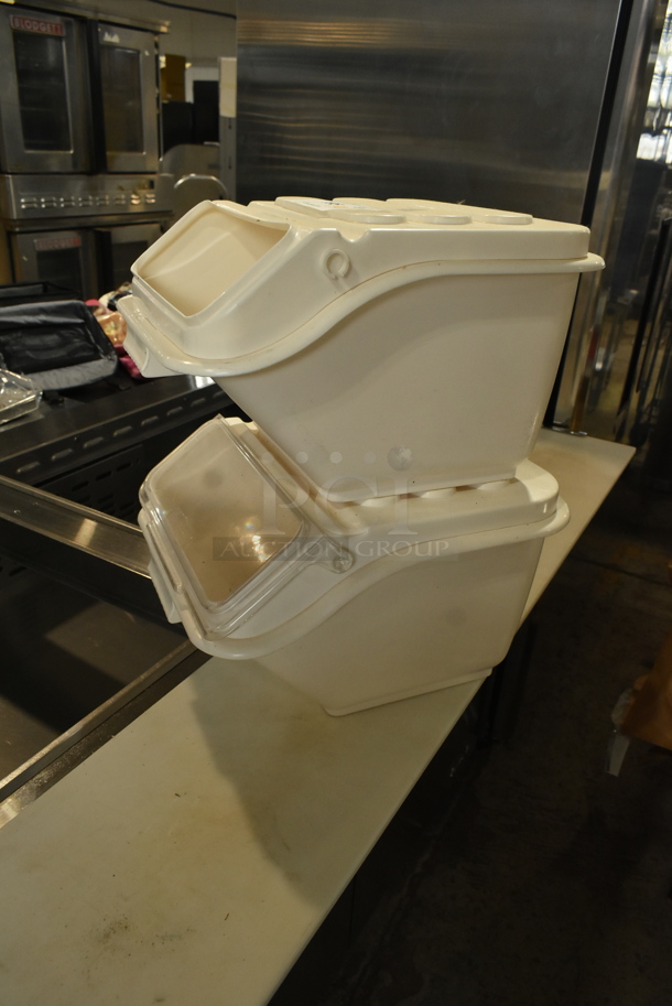 2 White Poly Ingredient Bin w/ 1 Clear Lid. 2 Times Your Bid! - Image 2 of 4