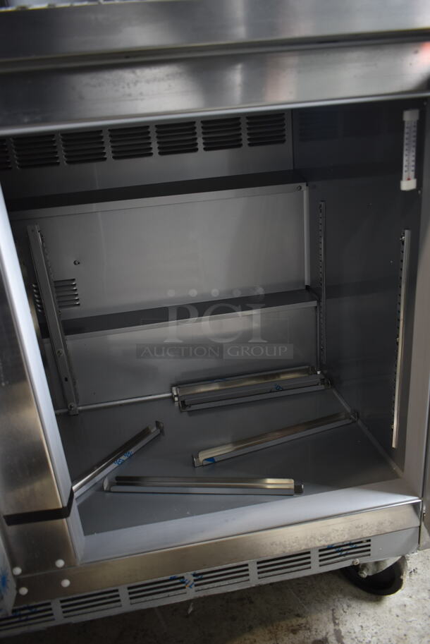 LIKE NEW! Beverage Air WTRD72AHC-4-FIP Stainless Steel Commercial Work Top Cooler w/ Door and 4 Drawers on Commercial Casters. 115 Volts, 1 Phase. Tested and Working! - Image 5 of 9