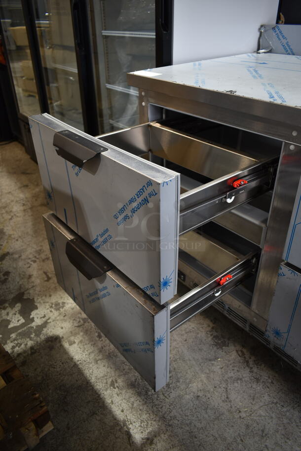 LIKE NEW! Beverage Air WTRD72AHC-4-FIP Stainless Steel Commercial Work Top Cooler w/ Door and 4 Drawers on Commercial Casters. 115 Volts, 1 Phase. Tested and Working! - Image 6 of 9