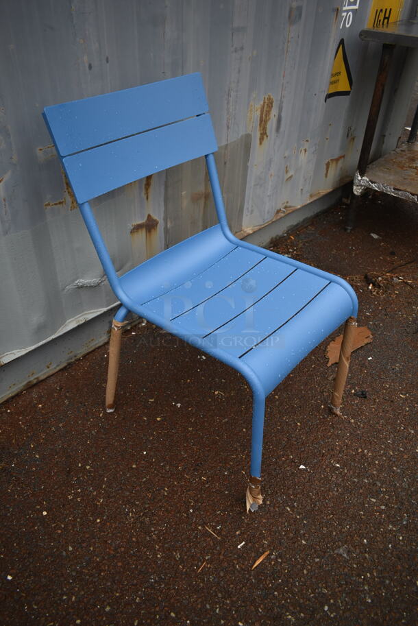 122 BRAND NEW! BFM Seating PH812CBY Blue Metal Outdoor Patio Dining Chairs. 122 Times Your Bid! - Image 2 of 9