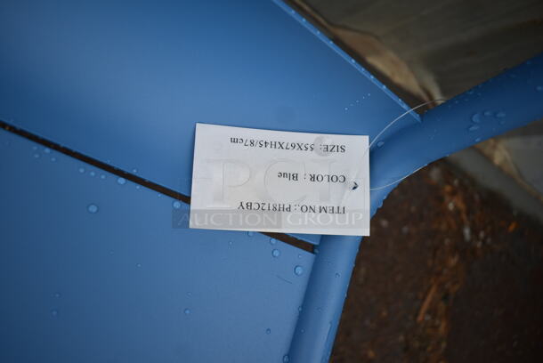 122 BRAND NEW! BFM Seating PH812CBY Blue Metal Outdoor Patio Dining Chairs. 122 Times Your Bid! - Image 8 of 9