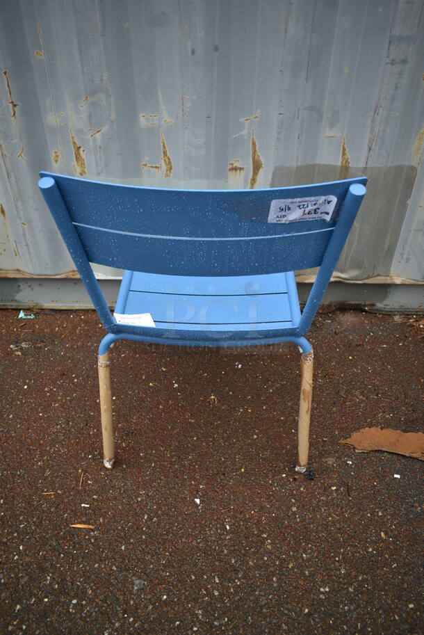 122 BRAND NEW! BFM Seating PH812CBY Blue Metal Outdoor Patio Dining Chairs. 122 Times Your Bid! - Image 9 of 9