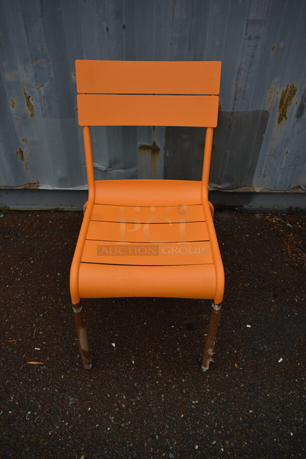 75 BRAND NEW! BFM Seating PH812CCT Orange Metal Outdoor Patio Dining Chairs. 75 Times Your Bid! - Image 1 of 8
