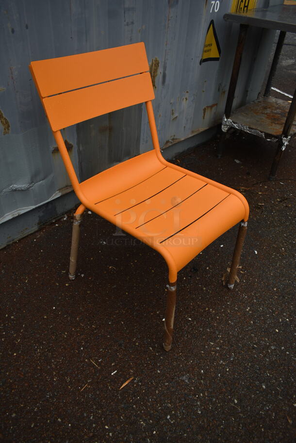 75 BRAND NEW! BFM Seating PH812CCT Orange Metal Outdoor Patio Dining Chairs. 75 Times Your Bid! - Image 2 of 8