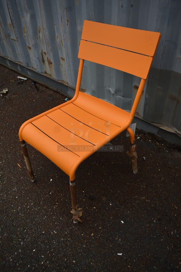 75 BRAND NEW! BFM Seating PH812CCT Orange Metal Outdoor Patio Dining Chairs. 75 Times Your Bid! - Image 4 of 8