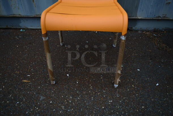 75 BRAND NEW! BFM Seating PH812CCT Orange Metal Outdoor Patio Dining Chairs. 75 Times Your Bid! - Image 6 of 8