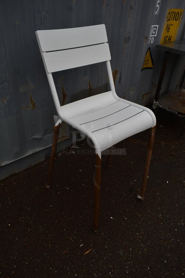 97 BRAND NEW! BFM Seating PH812BWH White Metal Outdoor Patio Bar Height Chairs. 97 Times Your Bid! - Image 3 of 9