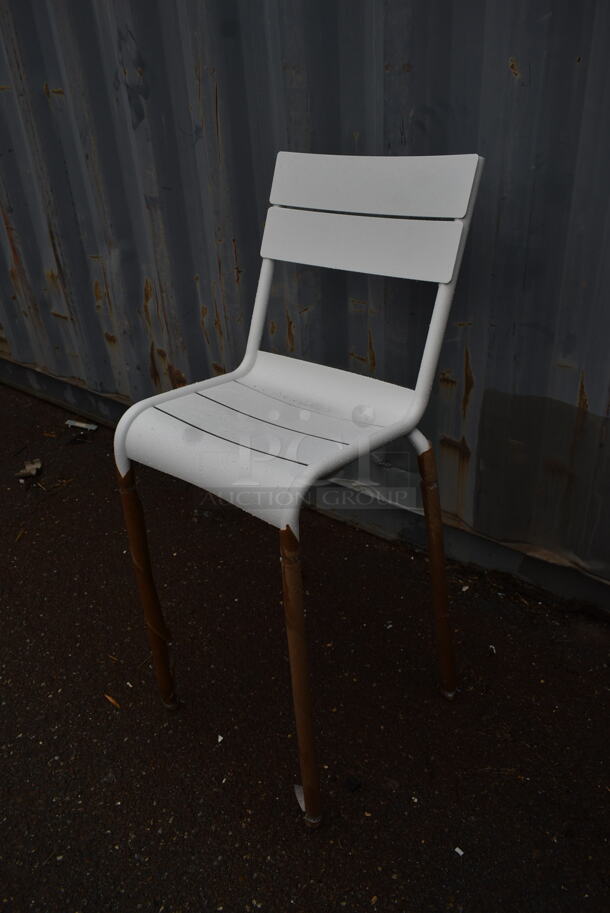 97 BRAND NEW! BFM Seating PH812BWH White Metal Outdoor Patio Bar Height Chairs. 97 Times Your Bid! - Image 5 of 9