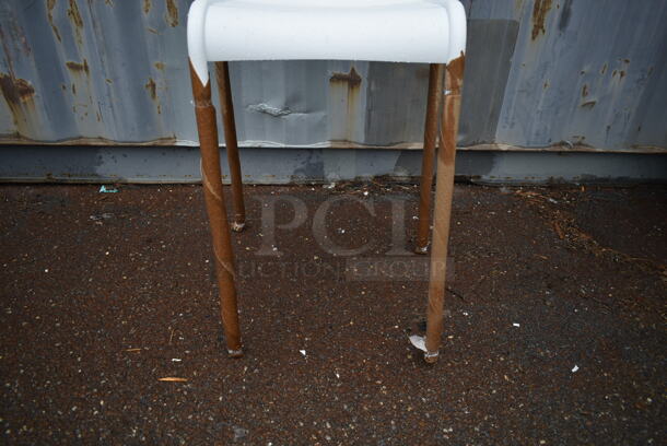97 BRAND NEW! BFM Seating PH812BWH White Metal Outdoor Patio Bar Height Chairs. 97 Times Your Bid! - Image 6 of 9
