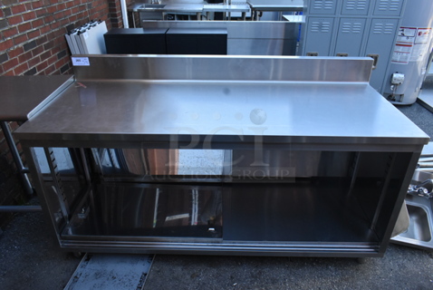 Stainless Steel Table w/ Back Splash and Under Shelf.