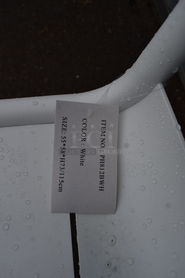 97 BRAND NEW! BFM Seating PH812BWH White Metal Outdoor Patio Bar Height Chairs. 97 Times Your Bid! - Image 8 of 9