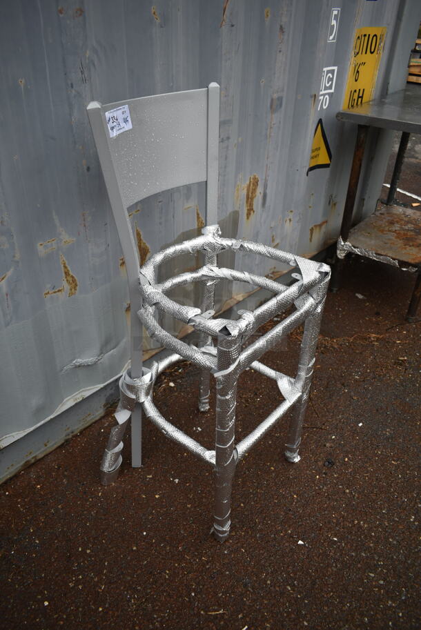 59 BRAND NEW! BFM Seating Silver Finish Metal Bar Height Chair Frames w/ Solid Back. 59 Times Your Bid! - Image 2 of 6