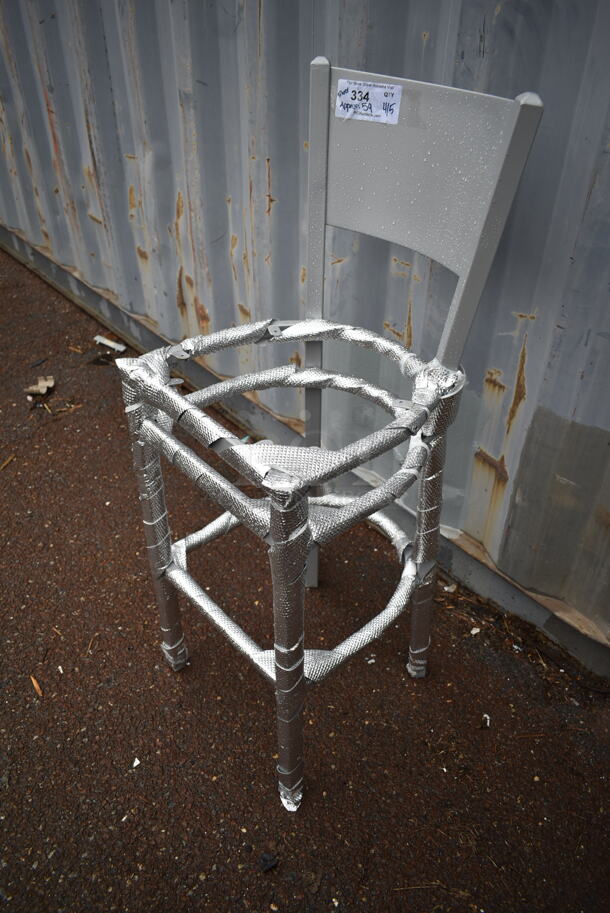 59 BRAND NEW! BFM Seating Silver Finish Metal Bar Height Chair Frames w/ Solid Back. 59 Times Your Bid! - Image 3 of 6