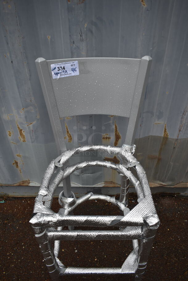 59 BRAND NEW! BFM Seating Silver Finish Metal Bar Height Chair Frames w/ Solid Back. 59 Times Your Bid! - Image 5 of 6