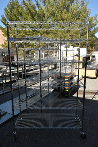 Chrome Finish 6 Tier Wire Shelving Unit on Commercial Casters. BUYER MUST DISMANTLE. PCI CANNOT DISMANTLE FOR SHIPPING. PLEASE CONSIDER FREIGHT CHARGES. 