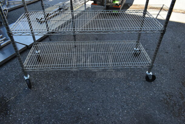 Chrome Finish 6 Tier Wire Shelving Unit on Commercial Casters. BUYER MUST DISMANTLE. PCI CANNOT DISMANTLE FOR SHIPPING. PLEASE CONSIDER FREIGHT CHARGES.  - Image 2 of 2