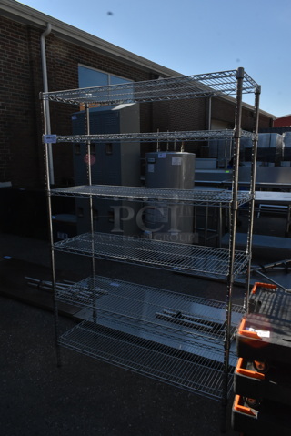Chrome Finish 6 Tier Wire Shelving Unit on Commercial Casters. BUYER MUST DISMANTLE. PCI CANNOT DISMANTLE FOR SHIPPING. PLEASE CONSIDER FREIGHT CHARGES. 