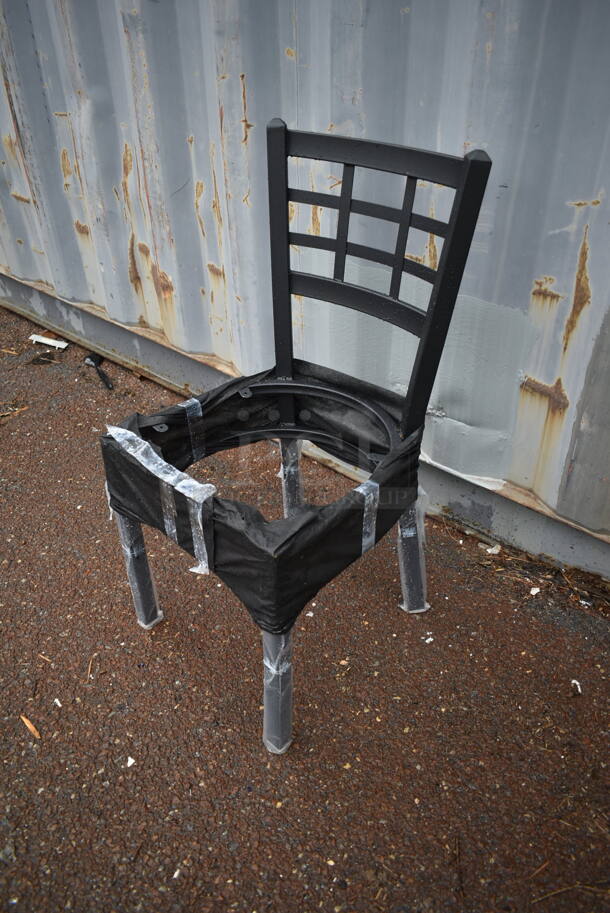 95 BRAND NEW! BFM Seating Black Finish Metal Dining Height Chair Frame w/ Window Back.  95 Times Your Bid! - Image 3 of 6