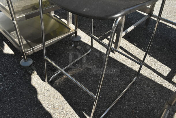 Black Poly Bar Height Chair on Chrome Finish Metal Legs. - Image 2 of 3