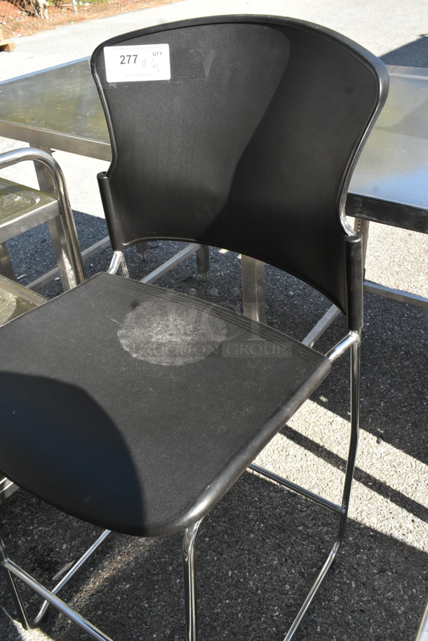 Black Poly Bar Height Chair on Chrome Finish Metal Legs. - Image 3 of 3